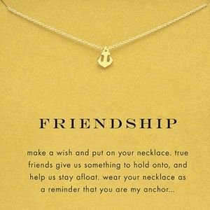 Gold Sparkling Friendship Anchor Pendant Necklace